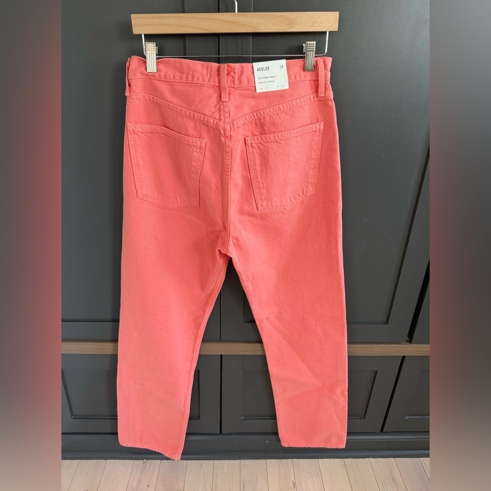 AGOLDE 90s Pinch Waist High Rise Straight •28 • NWT Salmon Pink/Peach - Picture 5 of 15